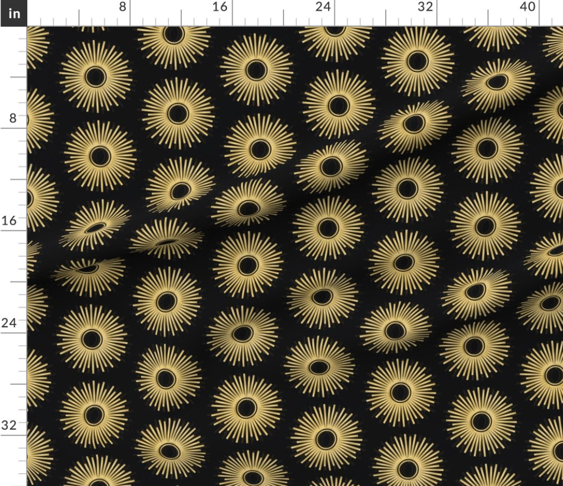 Art Deco Sun Burst pattern design by marta rusin for fashion fabrics store