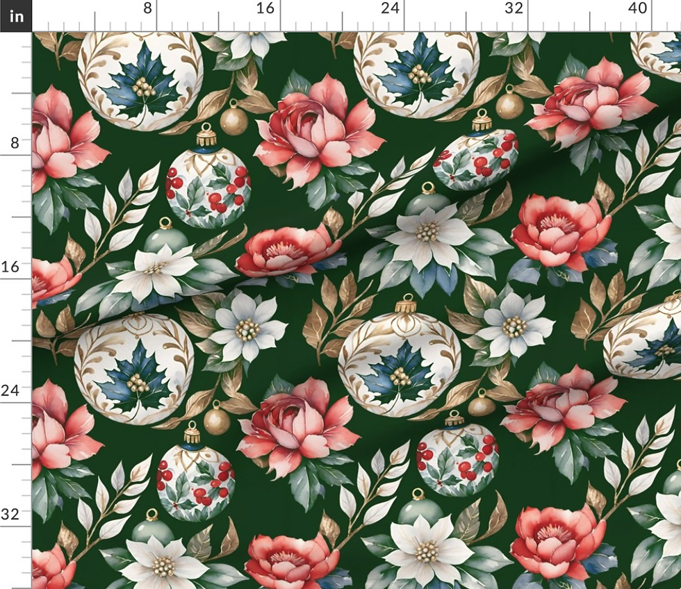 Thumbnail: Christmas Baubles collection, festive pattern design by marta rusin for fashion fabrics store