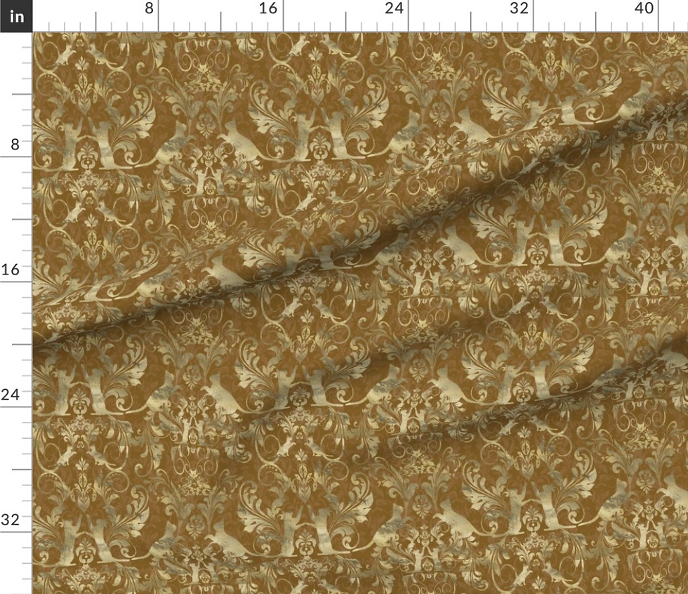 Thumbnail: Cat damask pattern design by marta rusin for fashion fabrics store