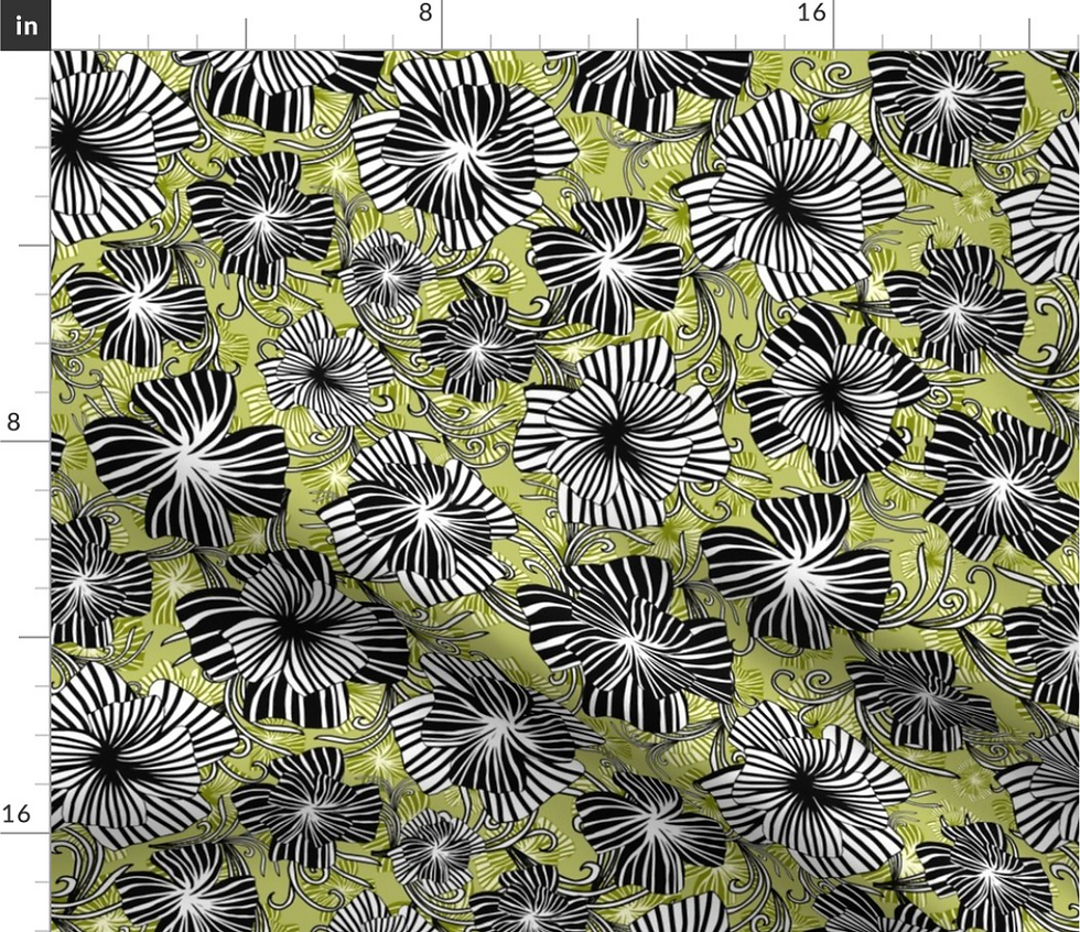 Thumbnail: Black and White Florals design by marta rusin for fashion fabrics store