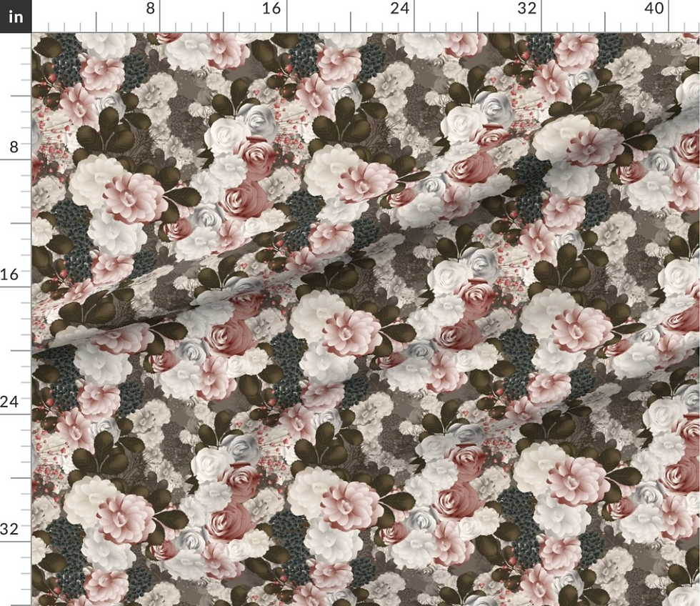 Thumbnail: Wedding florals pattern designed by marta rusin for fashion fabrics store