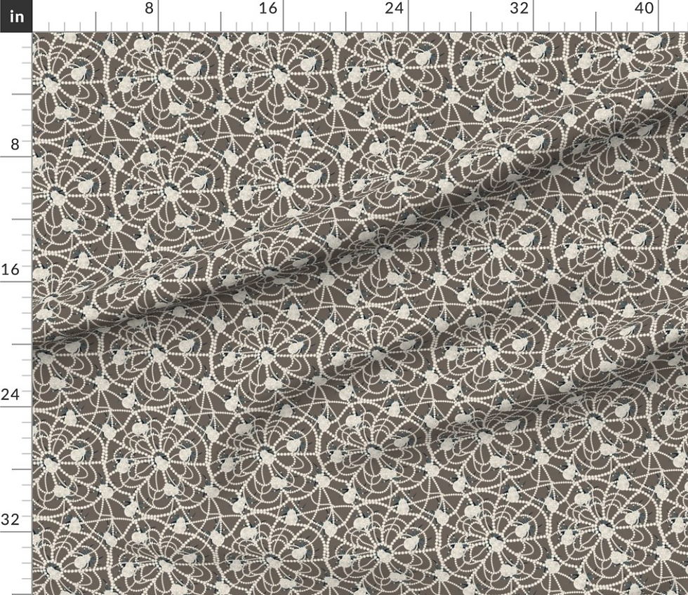 Thumbnail: Spiderweb pearly pattern design by marta rusin for fashion fabrics store