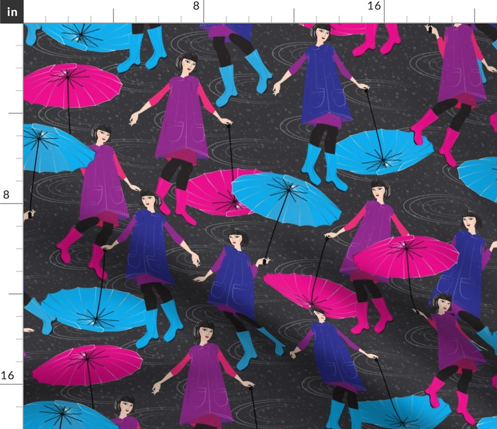 Thumbnail: Singing in the rain pattern designed by marta rusin for fashion fabrics store