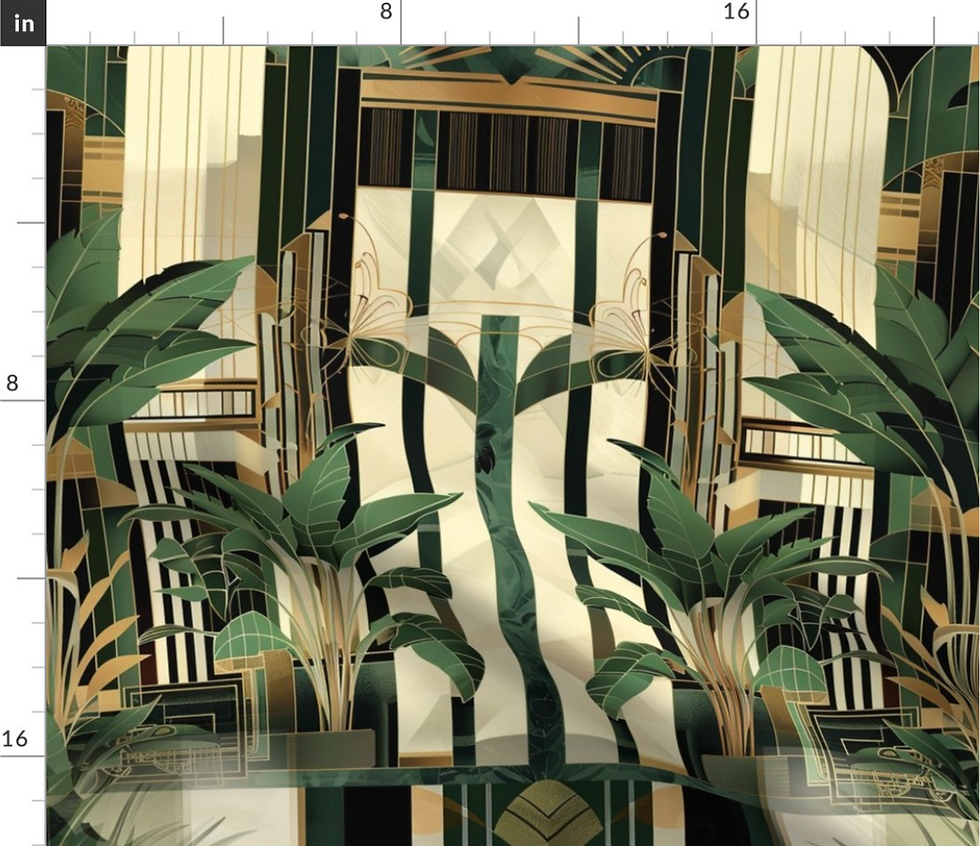 Thumbnail: Art deco parlour pattern design by marta rusin for fashion fabrics store