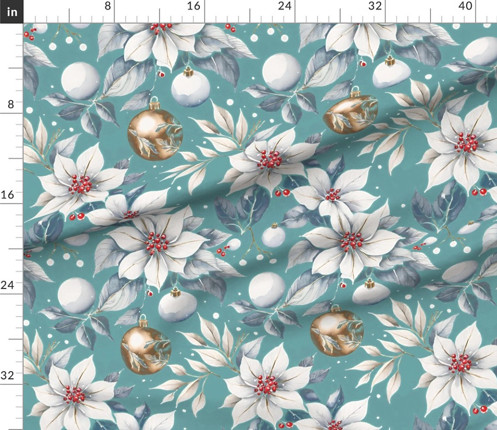 Christmas Baubles collection, festive pattern design by marta rusin for fashion fabrics store