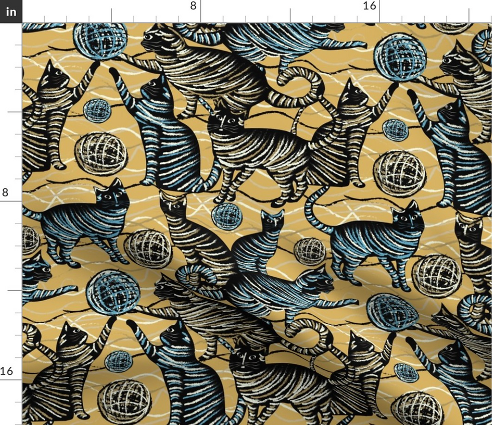 Thumbnail: Playful cats pattern design by marta rusin for fashion fabrics store
