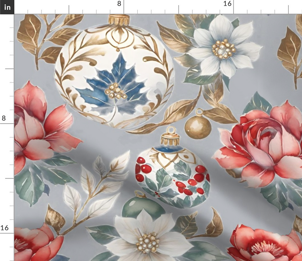 Thumbnail: Christmas Baubles collection, festive pattern design by marta rusin for fashion fabrics store