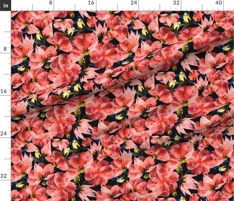 Thumbnail: Meadow pattern in the petals variation designed by marta rusin for fashion fabrics store