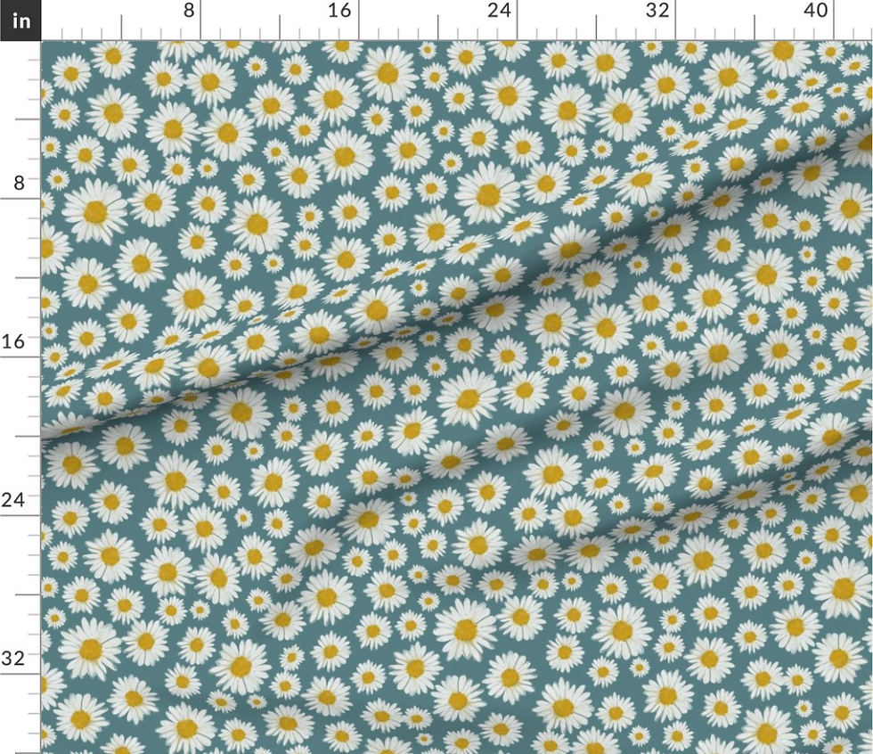 Thumbnail: Spring daisies pattern designed by marta rusin for fashion fabrics store