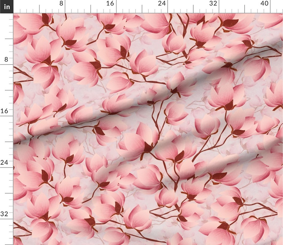 Thumbnail: Magnolias pattern design by marta rusin for fashion fabrics store