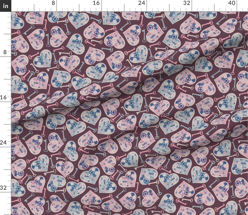 Thumbnail: Steampunk valentine pattern designed by marta rusin for fashion fabrics store