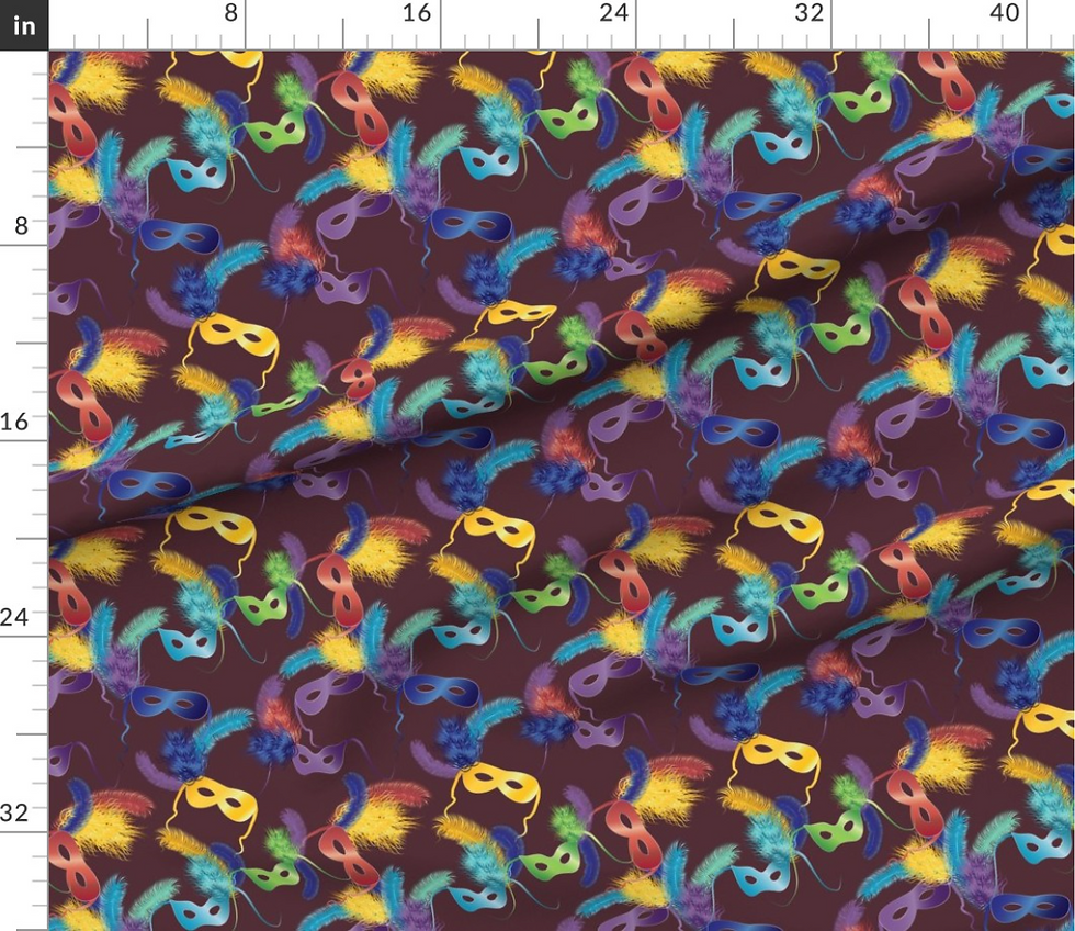 Thumbnail: Mardi Gras pattern design by marta rusin for fashion fabrics store