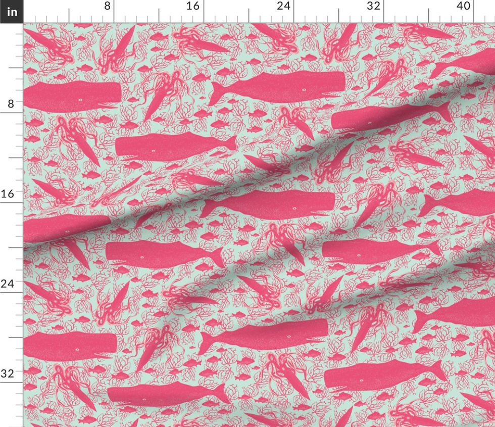 Thumbnail: Giants of the ocean designed by marta rusin for fashion fabrics store