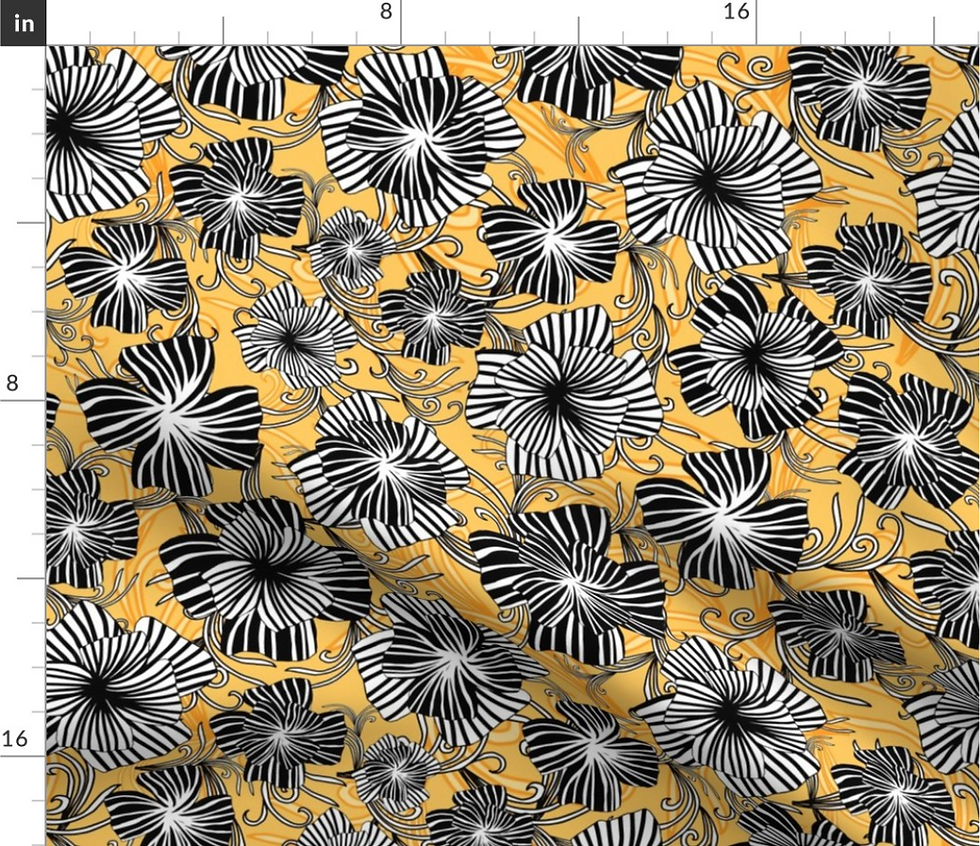 Thumbnail: Black and White Florals design by marta rusin for fashion fabrics store