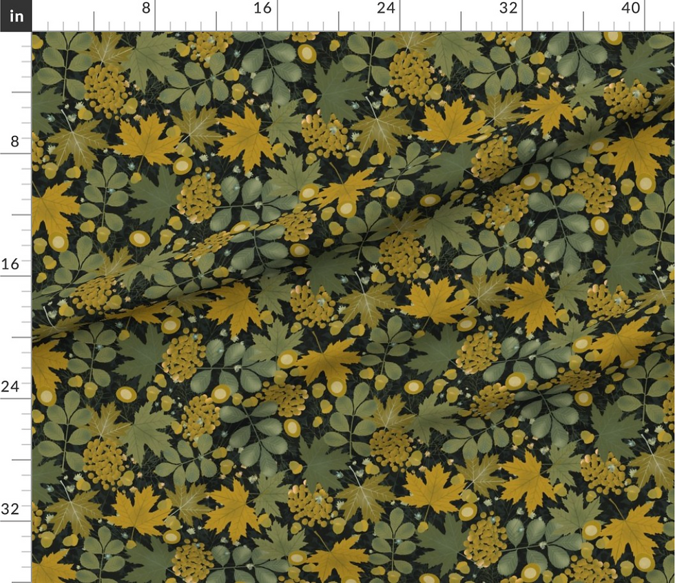 Thumbnail: Autumn Botanicals pattern designed by marta rusin for fashion fabrics store