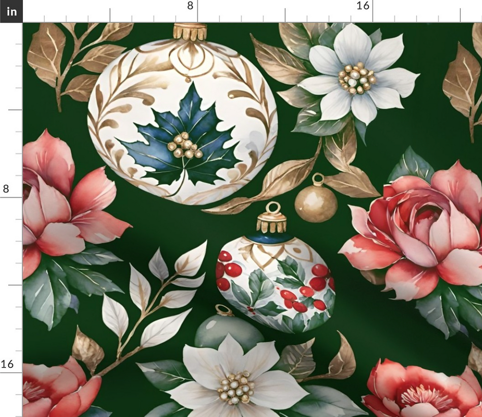 Thumbnail: Christmas Baubles collection, festive pattern design by marta rusin for fashion fabrics store