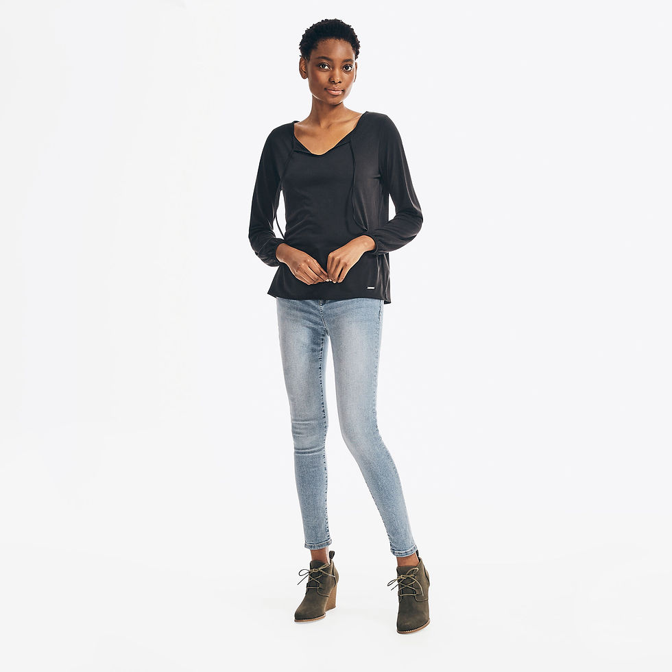 Thumbnail: NAUTICA SUSTAINABLY CRAFTED TIE-NECK TOP