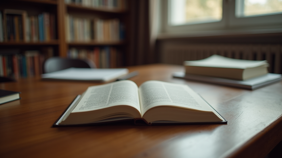 Eye-level view of a law book on a wooden desk