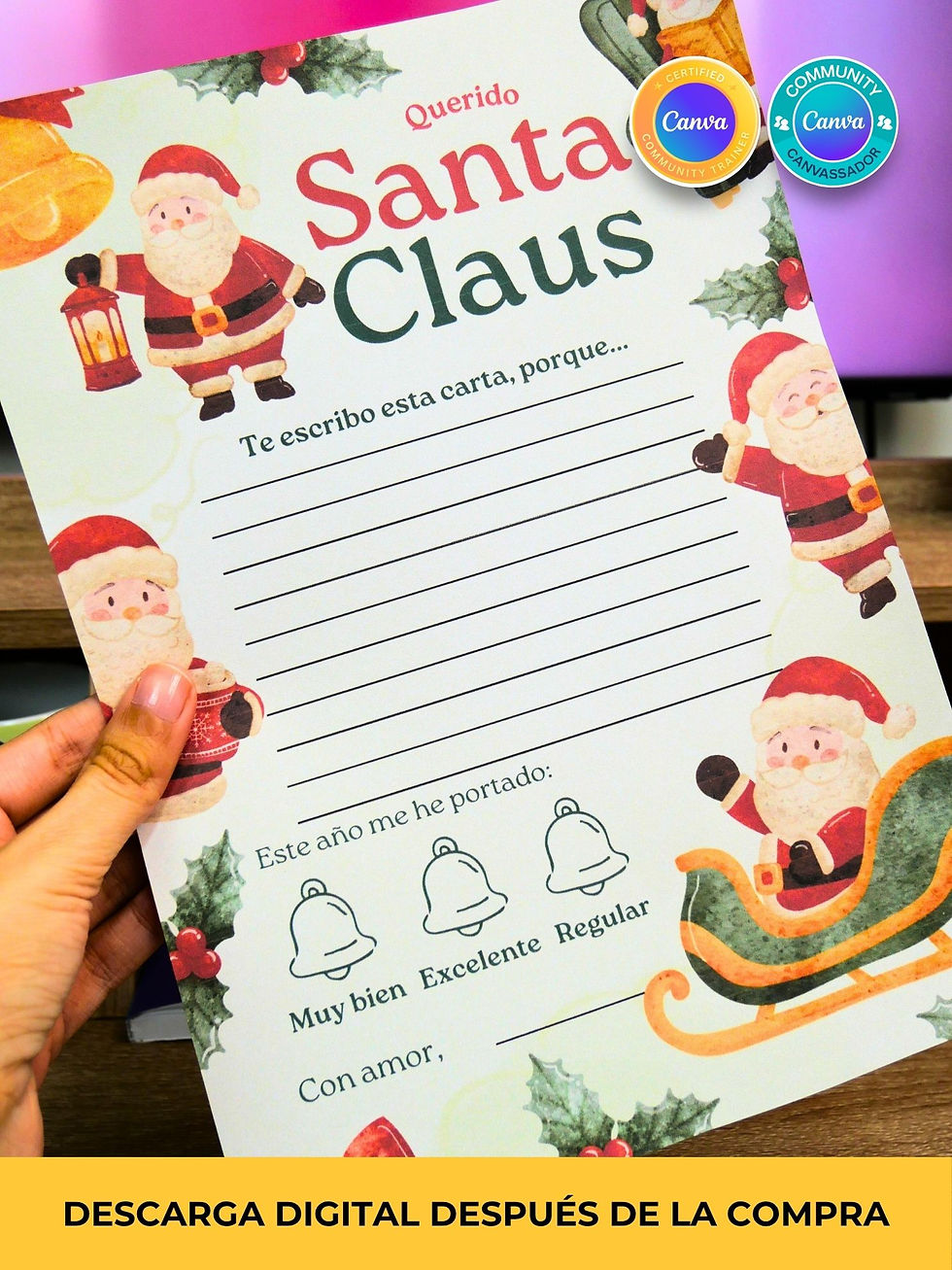 Miniatura: Kit navideño carta para Santa Plantilla PDF editable en Canva