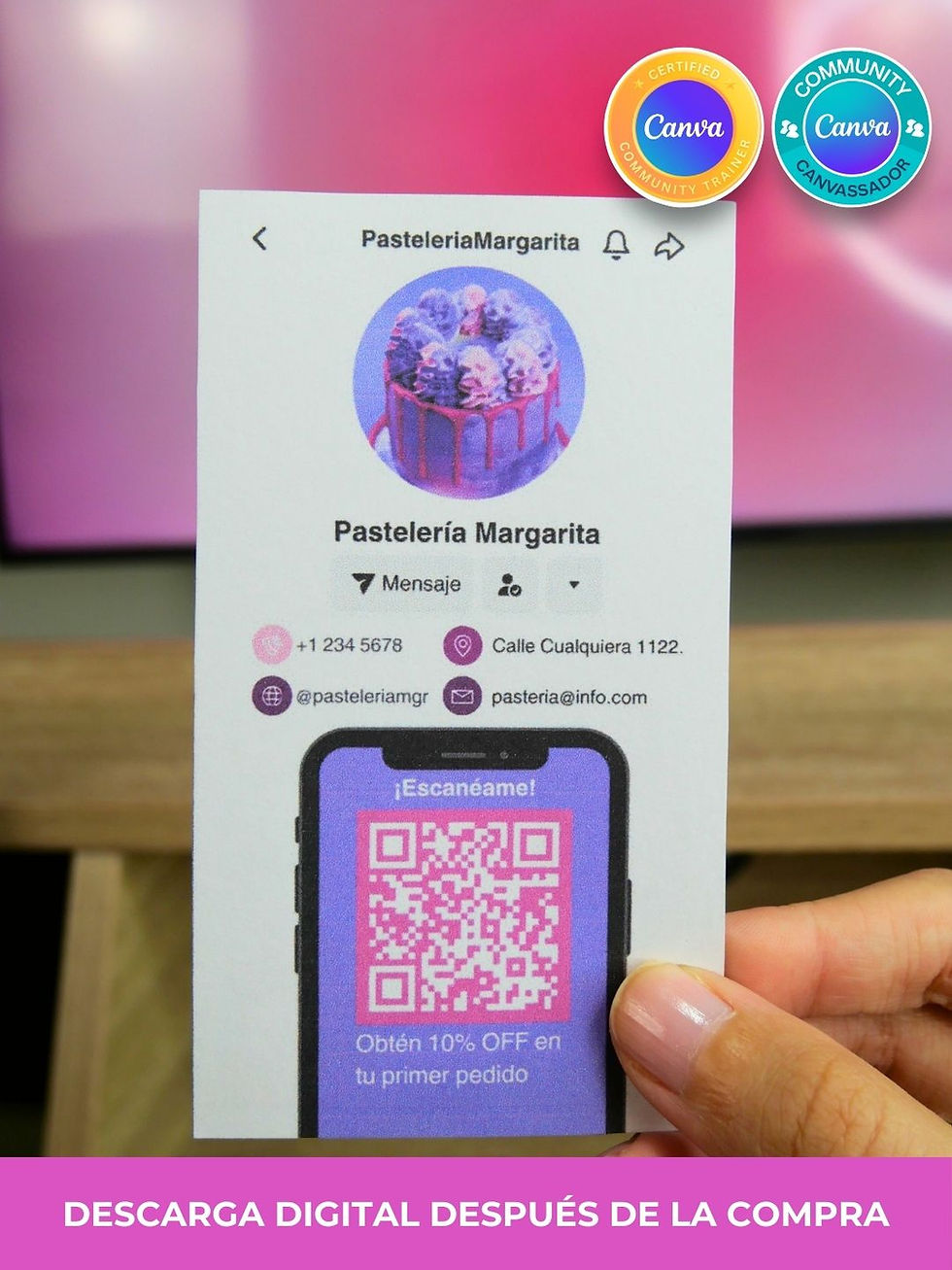 Miniatura: Plantilla de Canva tarjeta de presentación TIKTOK con QR