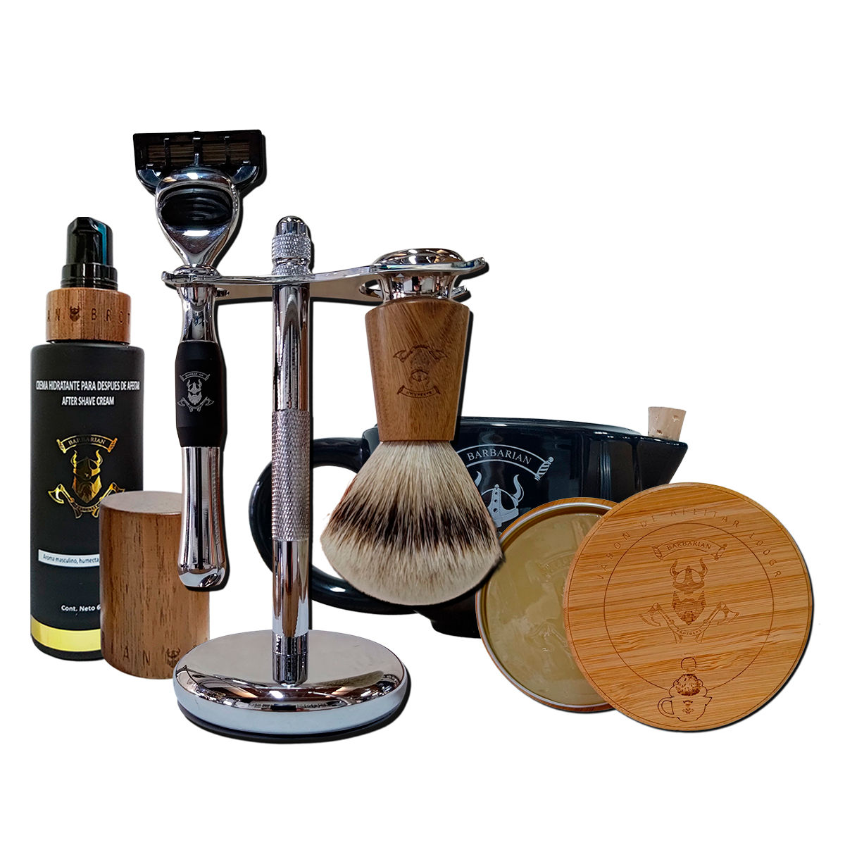 Kit Afeitado De Lujo Completo Rastrillo 5 Hojas/Cuchillas