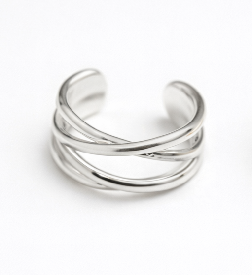 Thumbnail: Criss Cross Wire Cuff silver