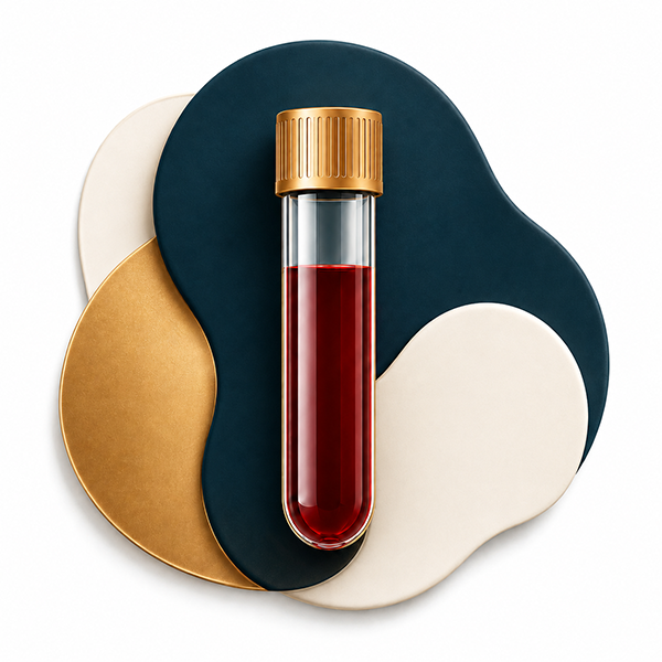 A blood sample vial for functional testing.
