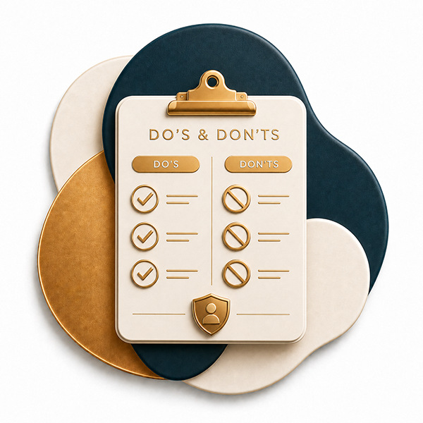 Clipboard displaying a Do's and Don'ts checklist.
