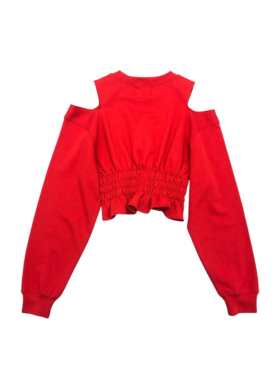 Thumbnail: Open Shoulder Gather Waist Sweatshirt