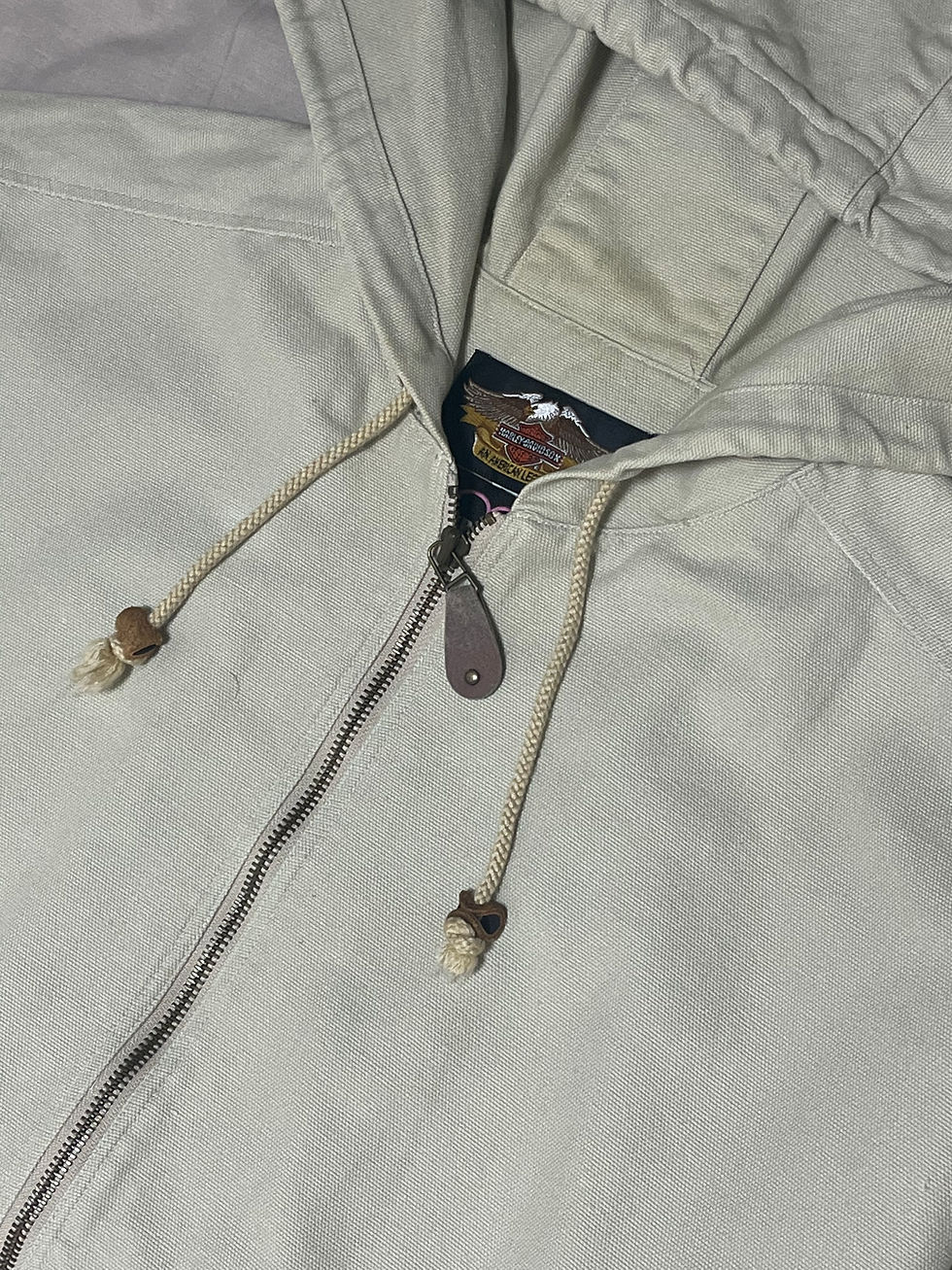 Thumbnail: Upcycled Harley Davidson Hooded Zip-up Jacket w/ Tulle