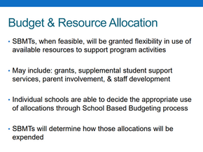 School Based Management Teams and School Based Budgeting