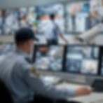 Security professional monitoring CCTV cameras in a commercial facility
