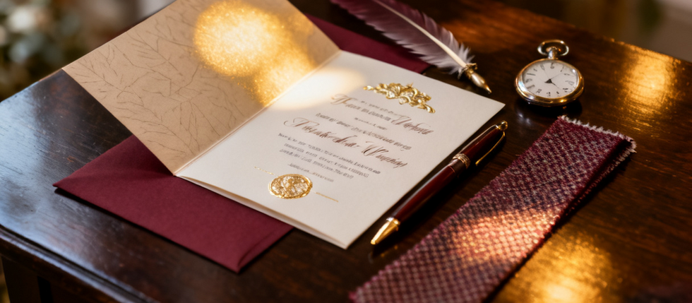 Invitación de boda elegante sobre una mesa, ideal para explicar cómo responder una invitación de boda correctamente.