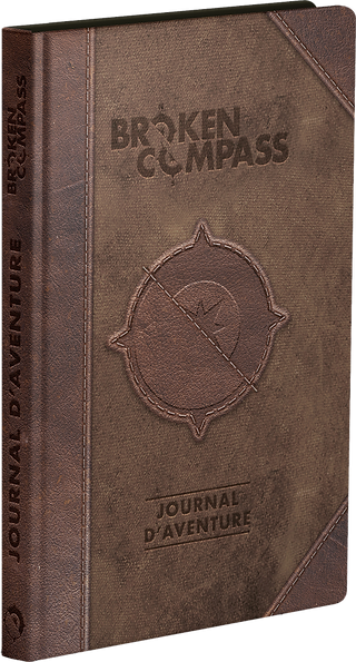 Journal d’aventure Broken Compass accessoire du jeu de rôle pour suivre les expéditions et découvertes.