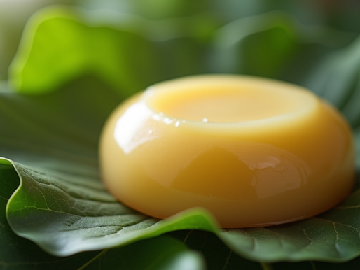 Gros plan sur un savon naturel au beurre de mangue