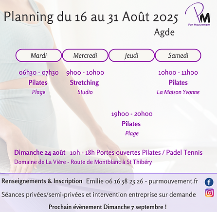 Planning août 2025 pur mouvement agde
