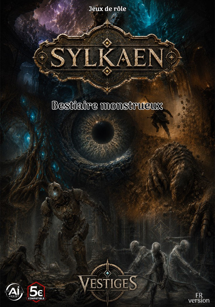Couverture du Bestiaire monstrueux de Vestiges, le jeu de rôle Sylkaen
