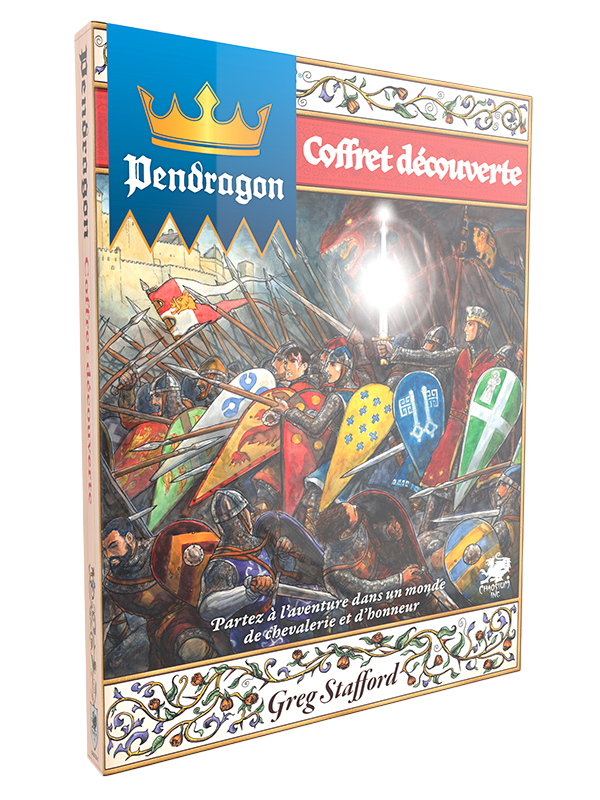 Coffret découverte de Pendragon en français pour commencer le jeu de rôle arthurien