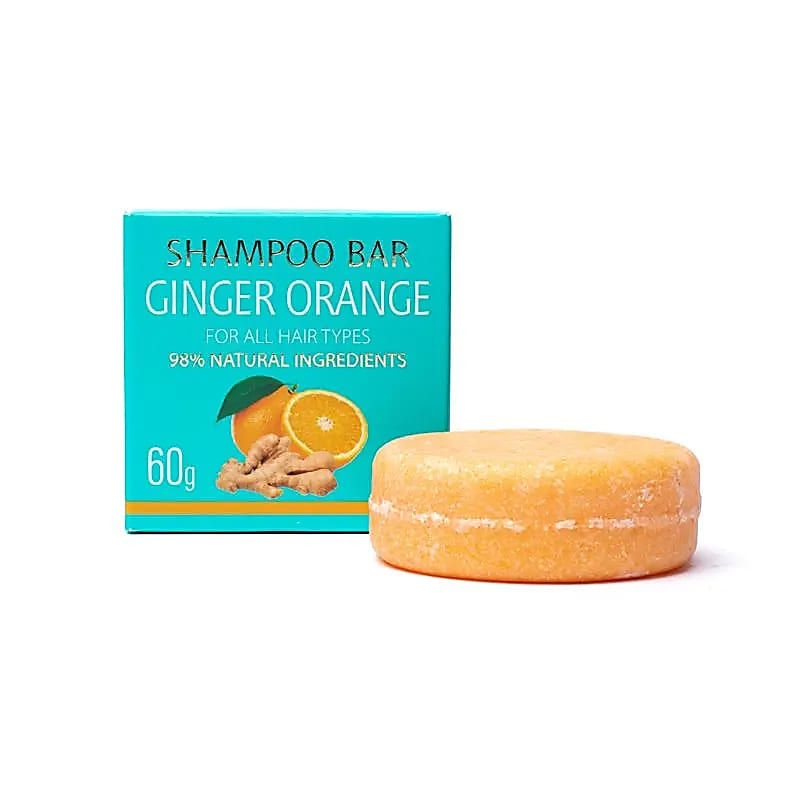 Miniature : Boîte et shampooing solide Gingembre Orange à base de gingembre et radis, soin naturel cheveux