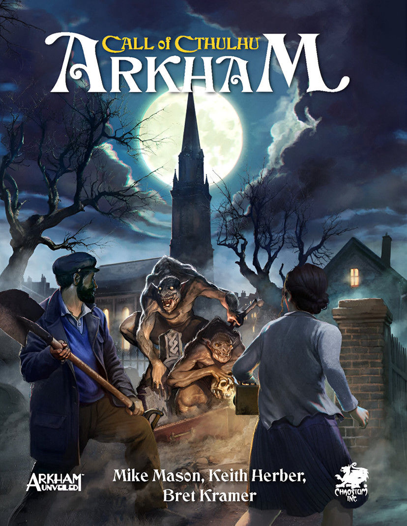 Couverture officielle du supplément Arkham pour le jeu de rôle L’Appel de Cthulhu