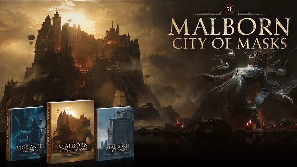 Malborn: City of Masks, le nouvel univers 5E de James Ohlen et Adrian Tchaikovsky