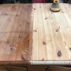 cabinet top being sanded down