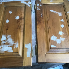 Cabinet doors being filled