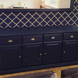 dresser unit and mirror hand painted in an intense Midnight Blue Fusion Mineral Paint