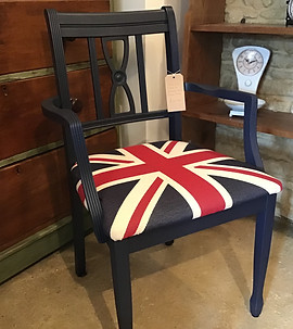 navy blue with union flag material upholstery
