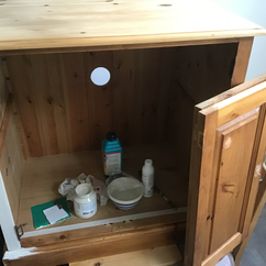 interior of cabinet and paint test
