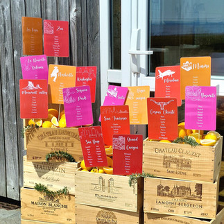 plan de table de mariage original et coloré