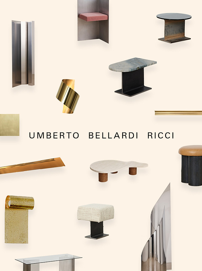 UBR social media asset with different furniture patterned against creme color background with logo in center