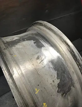 Crack bent alloy wheel rim