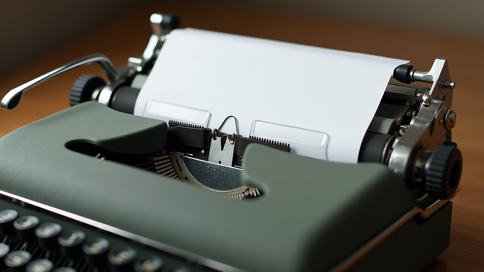 Close-up view of a vintage typewriter with a sheet of paper